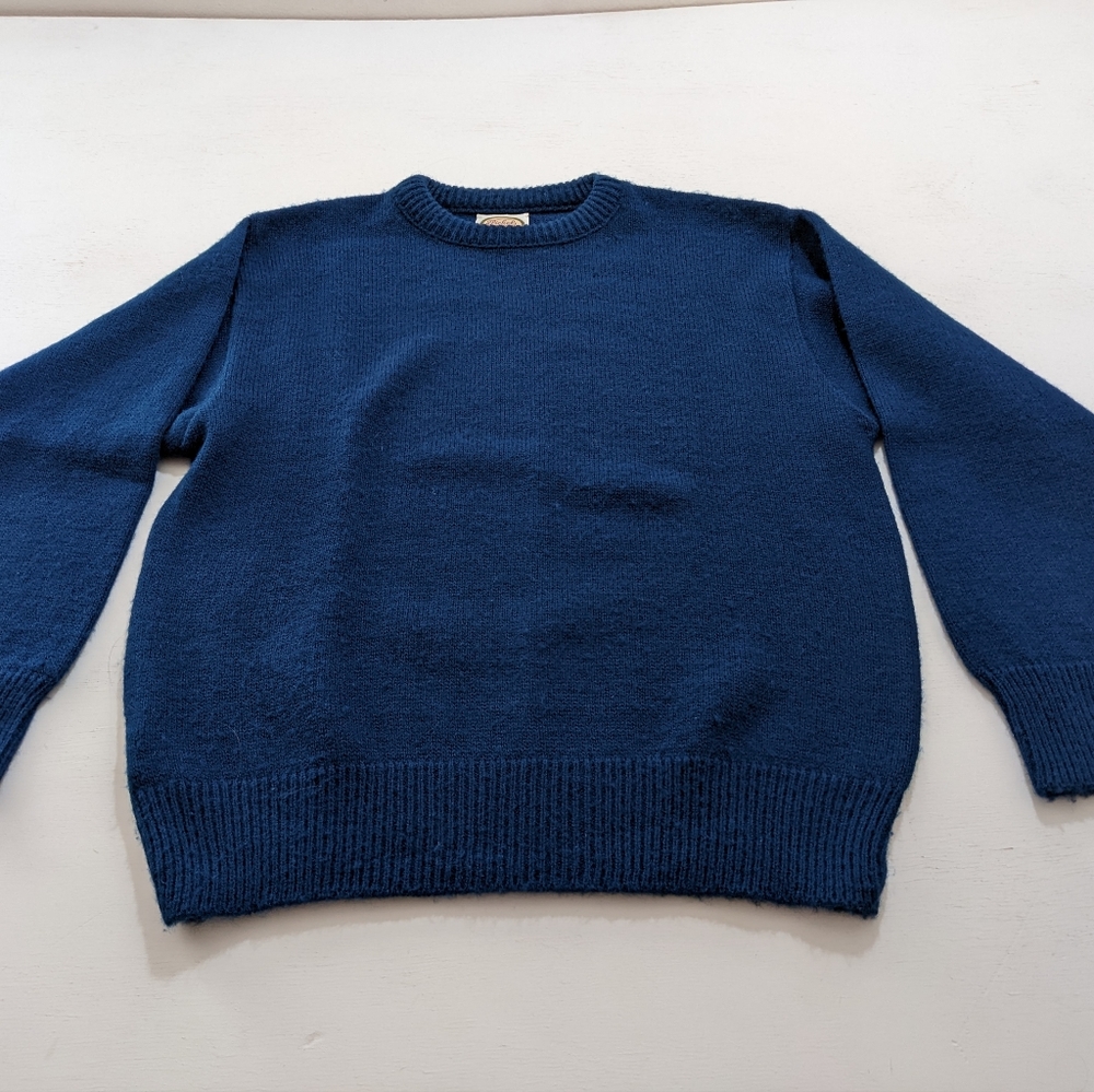 Picket and Post Sweater Women's Size Medium Blue Pullover USA Made VTG.